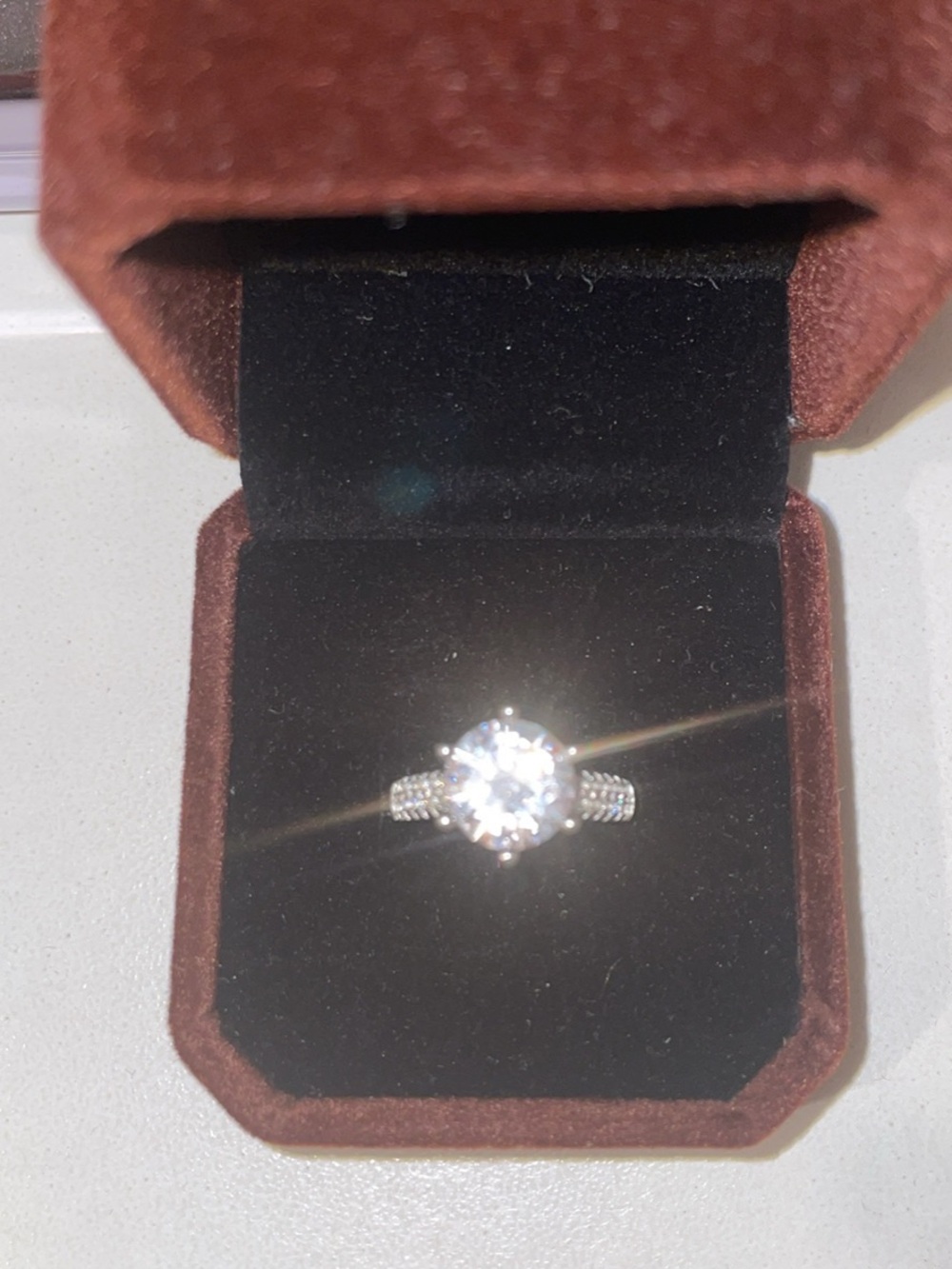 Classic PT950 stamped Sparkle Solitaire Engagement Ring in Silver